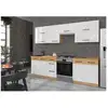 Image de Rock - cuisine complete - mélaminé chene lancelot et blanc brillant - 260 cm - plan de travail non inclus ROCK260WH