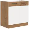 Image de Rock - meuble sous évier - mélaminé chene lancelot et blanc brillant - 80 cm - 2 portes ba ROCKEVIERWH
