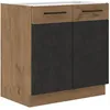 Image de Meuble bas ROCK - Mélaminé - Chêne Lancelot et gris matera - L 80 x H82 cm