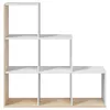 Image de Bibliothèque escalier cube coloris chêne candiene - blanc artic - Hauteur 110 x Longueur 108 x Profondeur 28 cm