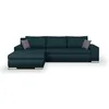 Image de Canapé D'angle Convertible Réversible + Coffre De Rangement - Tissu Bleu - L 289 X P 94/188 X H 88 Cm - Indian