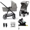 Image de Poussette Kinderkraft NEWLY 4 en 1 légère 75 kg pliable avec siège 2 en 1 nacelle avec cosy i-Size Gris