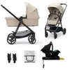 Image de Poussette 4 en 1 Combinée Kinderkraft NEWLY avec Siège auto e base I-size Système de voyage Légère 75 kg Plie Beige
