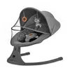 Image de Balancelle Transat Bébé Kinderkraft LUMI 2 électrique 2 en 1 balancement latéral 5 vitesses 12 mélodies Gris foncé