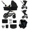 Image de Poussette Kinderkraft MOOV 2 3 en 1 avec siège 2 en 1 grandes roues amorties Travel System jusqu’à 27 kg Noir