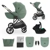 Image de Poussette Kinderkraft PRIME 3 3 en 1 citadine nacelle hamac pluie moustiquaire roues tout chemin vert