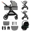 Image de Poussette Kinderkraft ESME PRO 3 en 1 avec nacelle 2 en 1 siège évolutif et pliage compact Gris