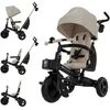 Image de Tricycle Kinderkraft AVEO 2 PLUS évolutif 6 fonctions siège pivotant 360° position allongée canopy UPF50+ pliable Beige