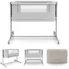 Image de Lit bébé Kinderkraft NESTEE GROW 2 cododo évolutif 3 en 1 hauteur réglable 5 niveaux matelas inclus pliable gris clair