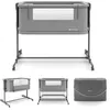 Image de Lit bébé Kinderkraft NESTEE GROW 2 cododo évolutif 3 en 1 hauteur réglable 5 niveaux matelas inclus pliable gris foncé