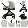 Image de Poussette 3 en 1 Kinderkraft VESTO 2 accessoires sac pluie couvre-jambes siège réversible pliage autoportant roues larges 8/11 beige