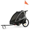 Image de Remorque Vélo Kinderkraft NAVA WALK remorque vélo poussette 2-en-1 2 enfants roues gonflables suspension pliable gris