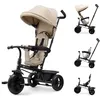 Image de Tricycle Kinderkraft FREEWAY 2 5 en 1 Évolutif Siège Rotatif 360° Poignée Parent Roue Libre Harnais 3 Points Beige