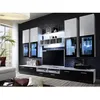 Image de Ensemble meuble TV - Lyra - Blanc et noir - Style contemporain - Design - Finition brillante