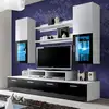 Image de Meuble Tv Mural Design "mini" 200cm Noir & Blanc