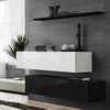 Image de Lot De 2 Bancs Muraux & Étagère "switch Sbii" 130cm Blanc & Noir