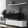 Image de Lot De 2 Bancs Muraux & Étagère "switch Sbii" 130cm Noir & Blanc