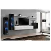 Image de Ensemble mural - Switch XI - 2 vitrines LED noires + banc TV blanc + 1 vitrine carrée noire + 3 étagères blanches