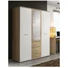 Image de Armoire-penderie - DINO - 135 cm x 191 cm x 55 cm - Chêne et blanc - 3 portes avec miroir