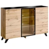 Image de Buffet 3 Portes Led "thin" 150cm Noir & Naturel