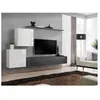 Image de Ensemble mural - Switch V - 1 vitrine carrée - 1 banc TV - 1 étagère - Blanc et graphite - Modèle 1