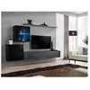Image de Ensemble mural - Switch XV - 2 vitrines - 1 banc TV - 2 étagères - Noir et graphite - Modèle 2