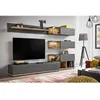 Image de Ensemble murale meuble TV - Silk - 6 éléments - Anthracite et bois