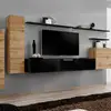 Image de Meuble Tv Mural Design "switch I" 330cm Naturel & Noir