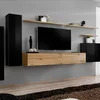 Image de Meuble Tv Mural Design "switch I" 330cm Noir & Naturel
