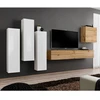 Image de Meuble Tv Mural Design "switch Iii" 330cm Blanc & Naturel