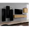 Image de Meuble Tv Mural Design "switch Iii" 330cm Noir & Naturel