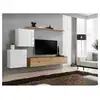 Image de Ensemble mural - switch v - 1 vitrine carrée - 1 banc tv - 1 étagère - bois et blanc - modèle 2