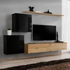 Image de Meuble Tv Mural Design "switch V" 250cm Noir & Naturel