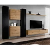Image de Meuble Tv Mural Design "switch Vi" 330cm Noir & Naturel