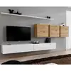 Image de Meuble Tv Mural Design "switch Vii" 340cm Blanc & Naturel