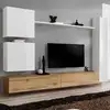 Image de Meuble Tv Mural Design "switch Viii" 280cm Blanc & Naturel