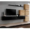 Image de Meuble Tv Mural Design "switch Ix" 310cm Noir & Naturel