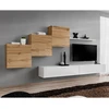 Image de Meuble Tv Mural Design "switch X" 330cm Naturel & Blanc