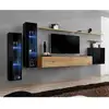 Image de Meuble Tv Mural Design "switch Xi" 330cm Noir & Naturel