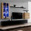 Image de Meuble Tv Mural Design "switch Xii" 270cm Naturel & Noir