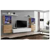 Image de Ensemble mural - Switch XIV - 4 vitrines - 1 banc TV - 2 étagères - Bois et blanc - Modèle 1