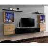 Image de Meuble Tv Mural Design "switch Xiv" 320cm Naturel & Noir