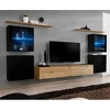 Image de Meuble Tv Mural Design "switch Xiv" 320cm Noir & Naturel