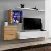 Image de Meuble Tv Mural Design "switch Xv" 260cm Blanc & Naturel