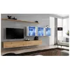 Image de Ensemble mural - Switch XVII - 3 vitrines LED - 2 banc TV - 2 étagères - Bois et blanc - Modèle 1