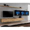 Image de Meuble Tv Mural Design "switch Xvii" 340cm Naturel & Noir