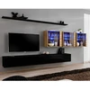 Image de Meuble Tv Mural Design "switch Xvii" 340cm Noir & Naturel