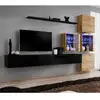 Image de Meuble Tv Mural Design "switch Xix" 310cm Noir & Naturel
