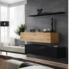 Image de Lot De 2 Bancs Muraux & Étagère "switch Sbii" 130cm Noir & Naturel