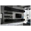 Image de Ensemble mural - FLY I - 2 rangements - 2 meubles TV - 2 étagères - Noir